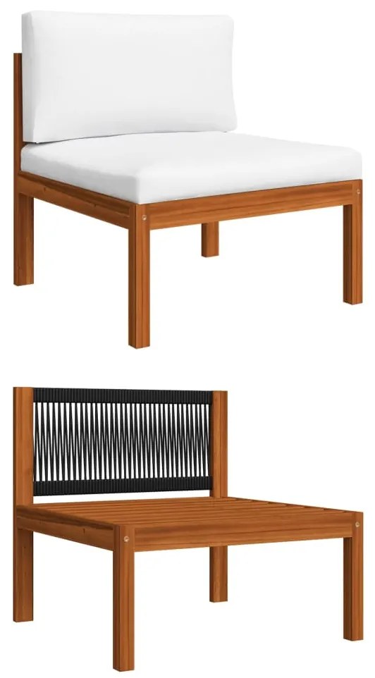 8 pcs conjunto lounge jardim c/ almofadões acácia maciça creme
