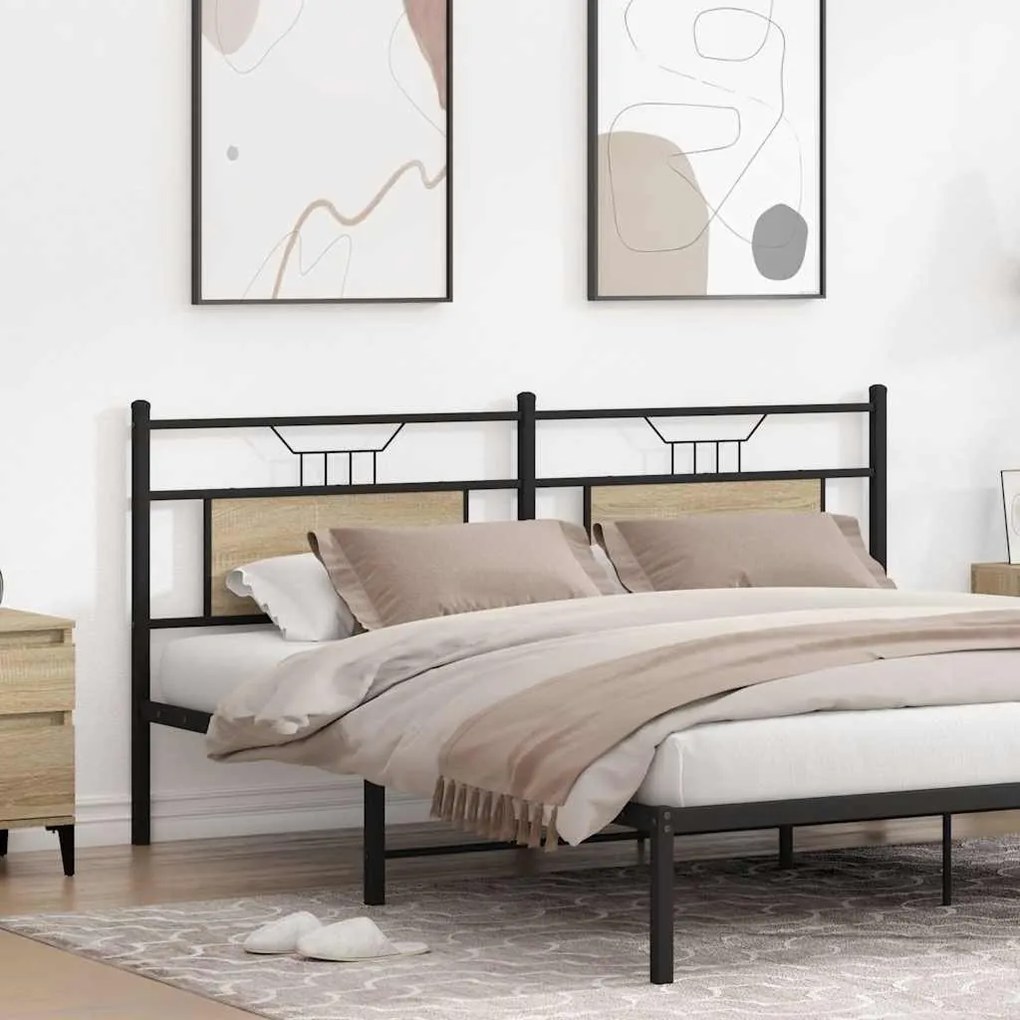 Cabeceira de cama 160 cm derivados madeira/aço carvalho sonoma