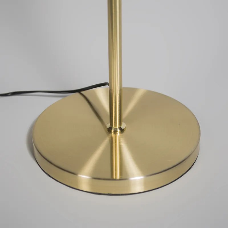 Candeeiro de pé dourado/latão com abajur preto 45 cm ajustável - Parte Clássico / Antigo