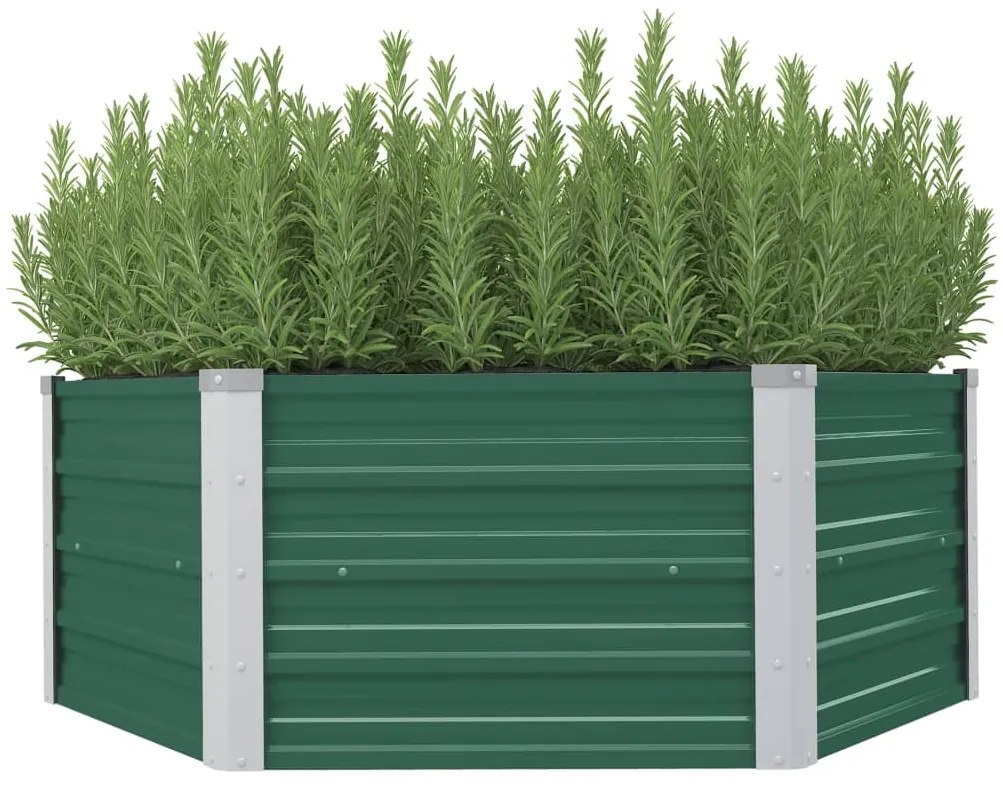 Canteiro de jardim elevado 129x129x46 cm aço galvanizado verde