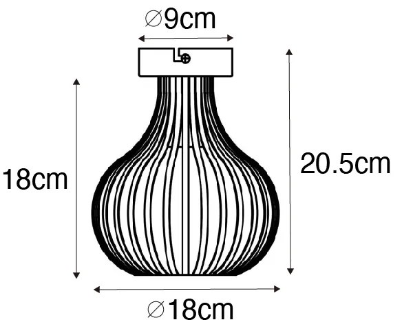 Candeeiro de teto moderno preto 18 cm - Saffira Moderno