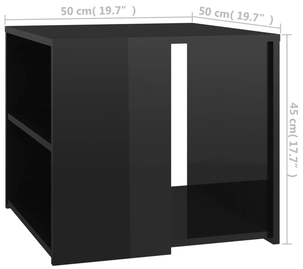 Mesa de apoio 50x50x45 cm contraplacado preto brilhante
