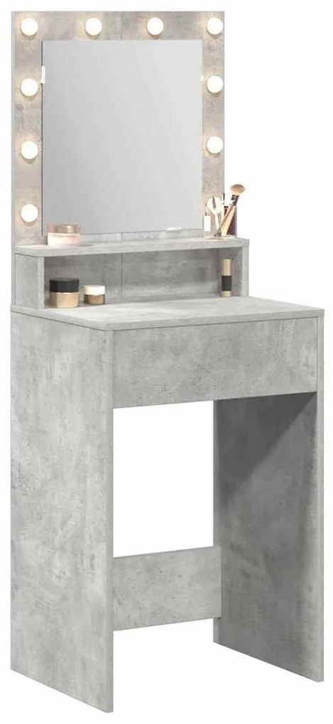 Mesa de Maquilhagem com Luzes LED em Cinzento Betão 50x41x135 cm