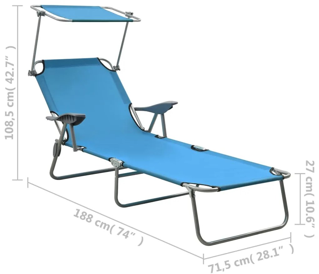Espreguiçadeira com toldo aço azul