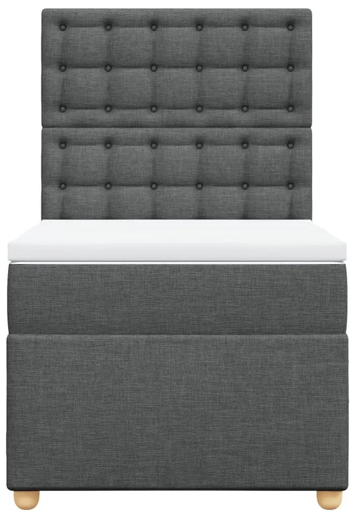 Cama com molas/colchão 90x190 cm tecido cinza-escuro