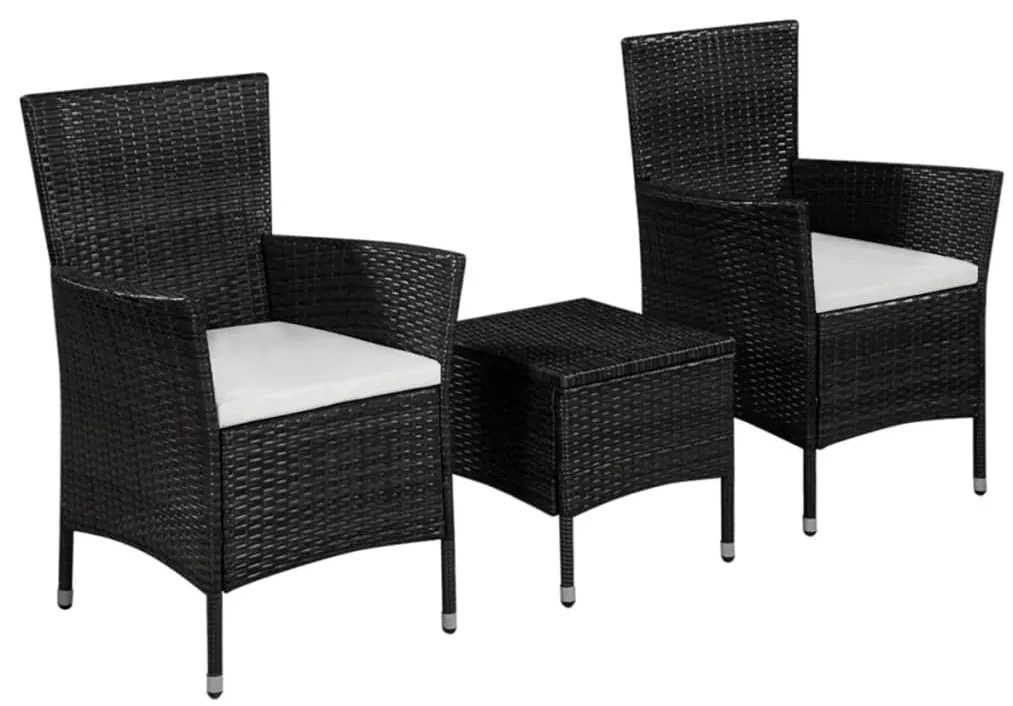 3 pcs conjunto bistrô vime PE preto
