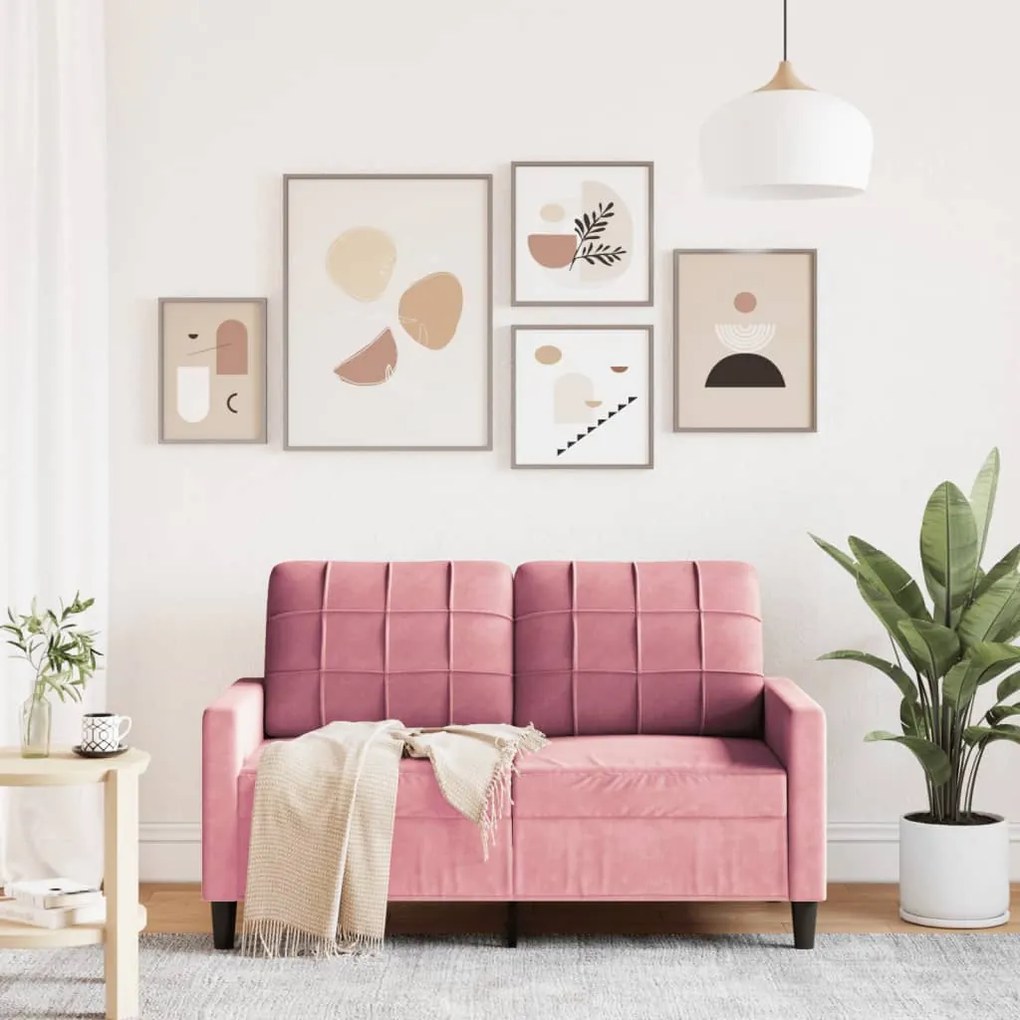 Sofá de 2 lugares veludo 120 cm rosa