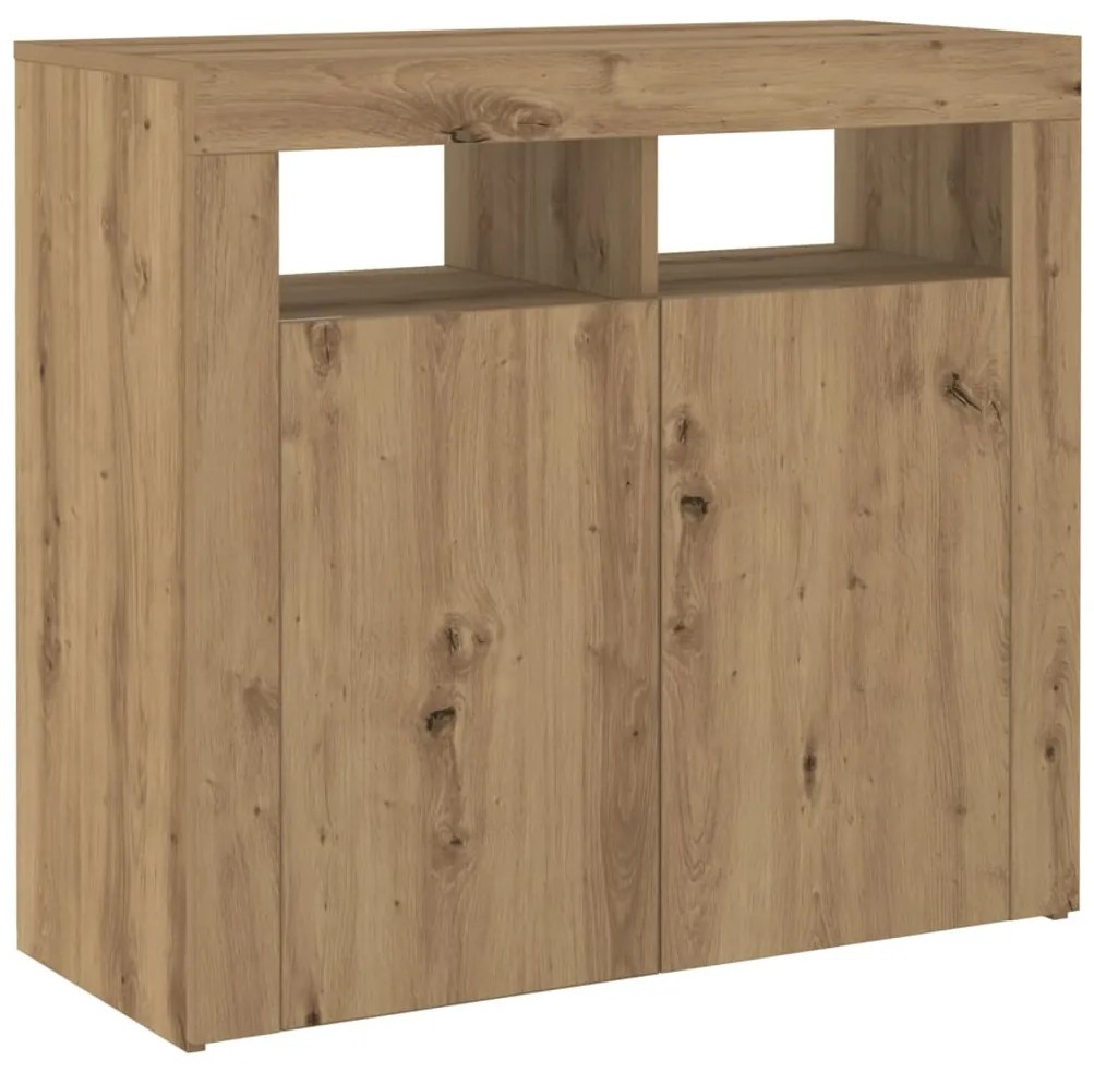 Aparador com LED 80x35x75 cm deriv. madeira carvalho artisiano