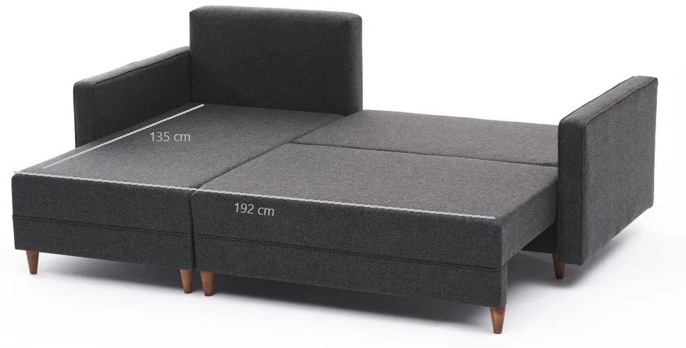 Sofá-Cama de Canto Aydam – Antracite – 215x80x150cm