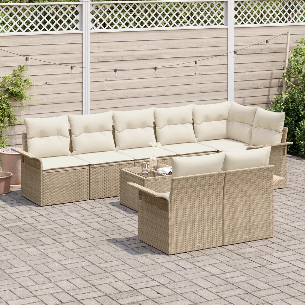 Conjunto de Sofás de Jardim de 9 Peças da com Almofadas de Rattan Marr