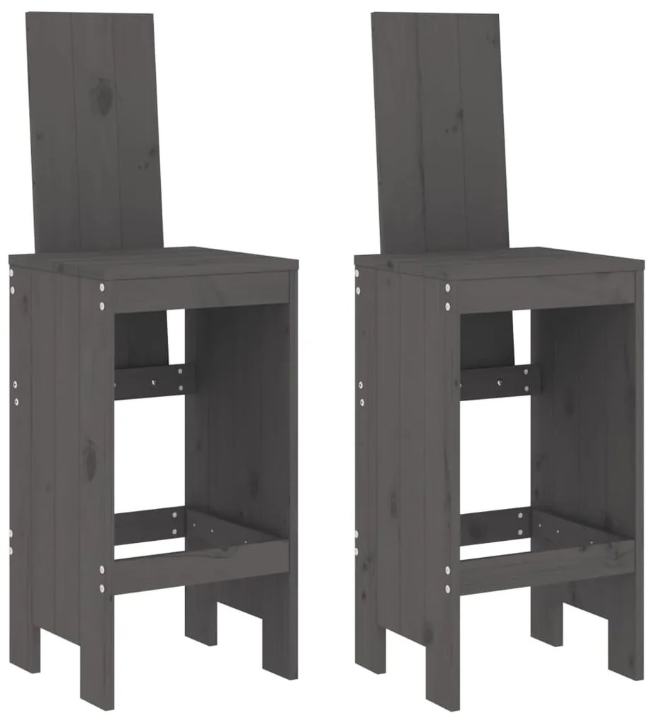 3 pcs conjunto de bar para jardim pinho maciço cinzento