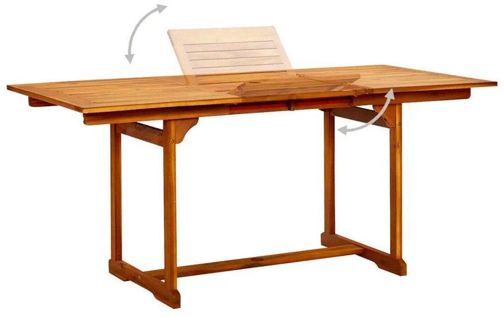 Mesa de jantar p/ jardim (120-170)x80x75 cm acácia maciça