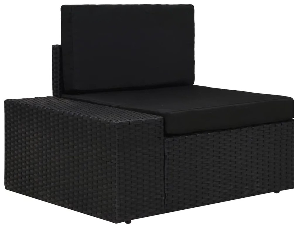 4 pcs conjunto lounge para jardim vime PE preto