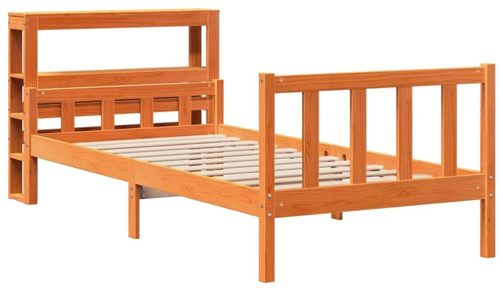 Estrutura cama c/ cabeceira 90x190 cm pinho maciço castanho-mel