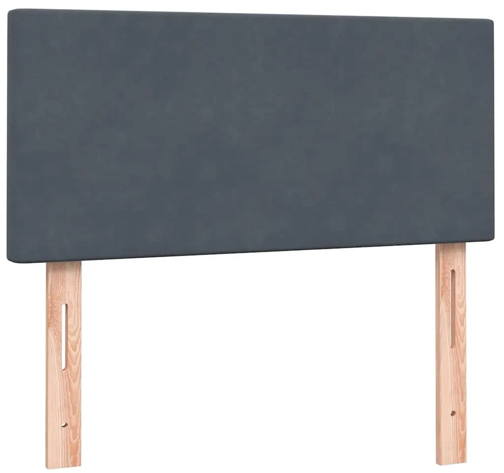 Cama com molas/colchão 90x220 cm veludo cinzento-escuro