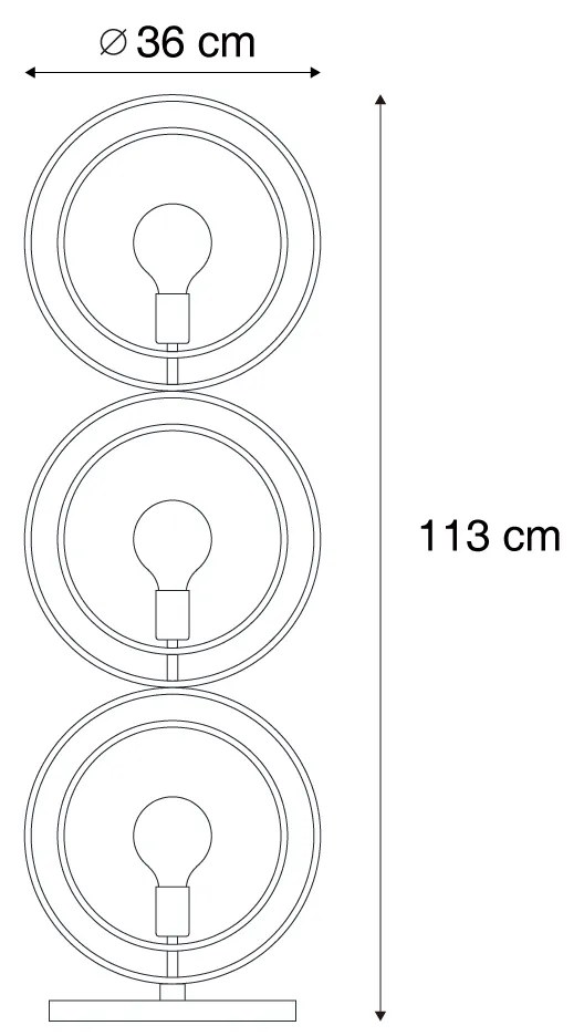 Candeeiro de pé moderno preto 3 luzes - Indu Moderno