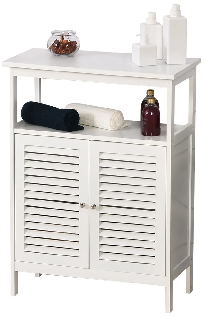 Armário de banheiro auxiliar com 2 portas Prateleiras 60x30x81,6 cm Branco