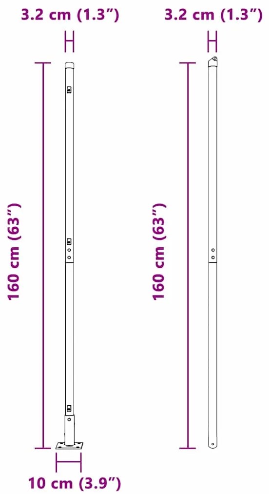 Postes de Cerca com Placas de Base - 52 peças Ø32mm 83,5cm Aço Galvani