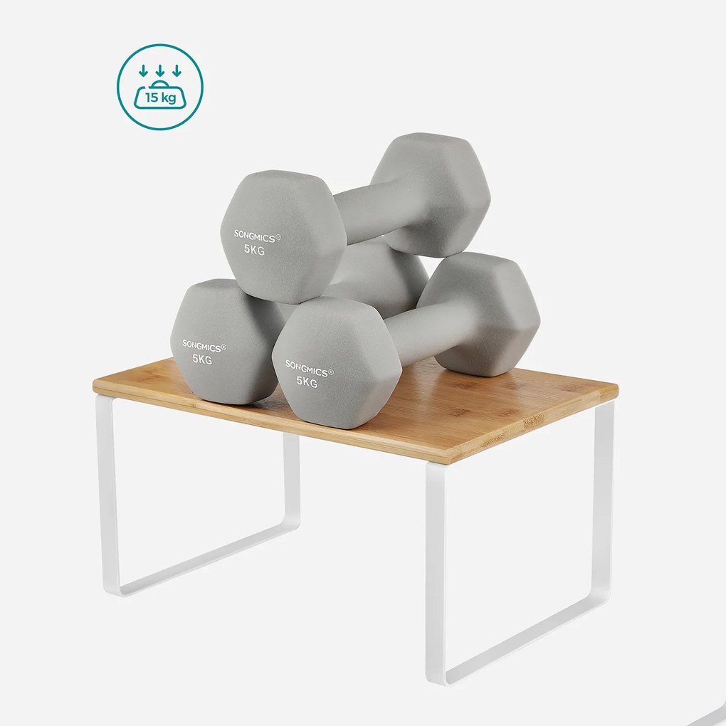 Conjunto de 4 organizadores de cozinha em metal e bambu branco-natural