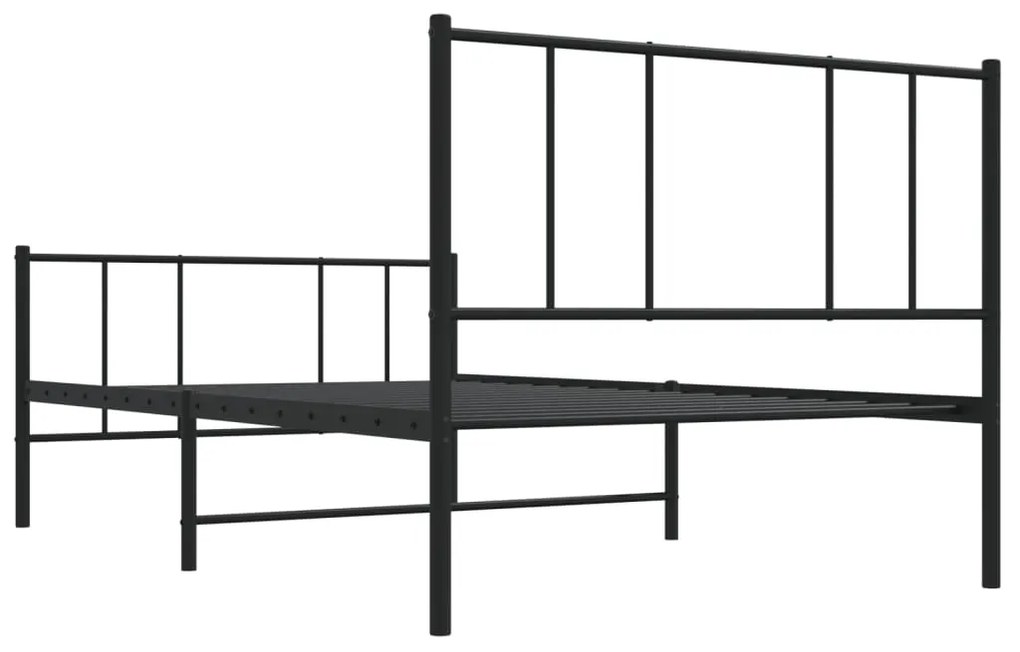 Estrutura de cama com cabeceira e pés 90x190 cm metal preto