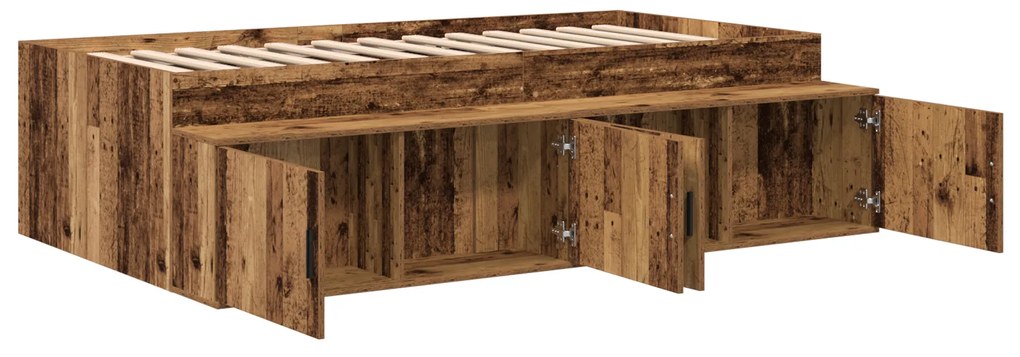 Estrutura Cama Armazenamento Madeira Velha 80x200 cm