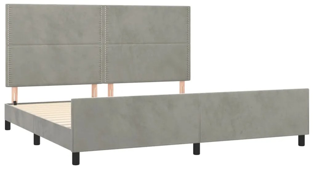 Estrutura de cama sem colchão 200x200 cm veludo cinzento-claro