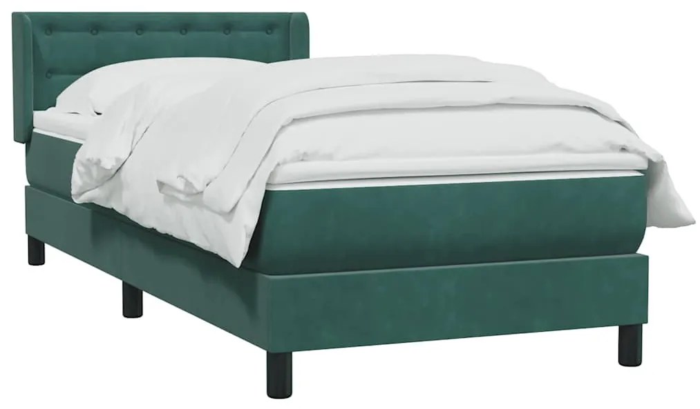 Cama com molas/colchão verde-escuro 80x220 cm veludo