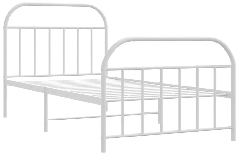 Estrutura de cama com cabeceira e pés 107x203 cm metal branco