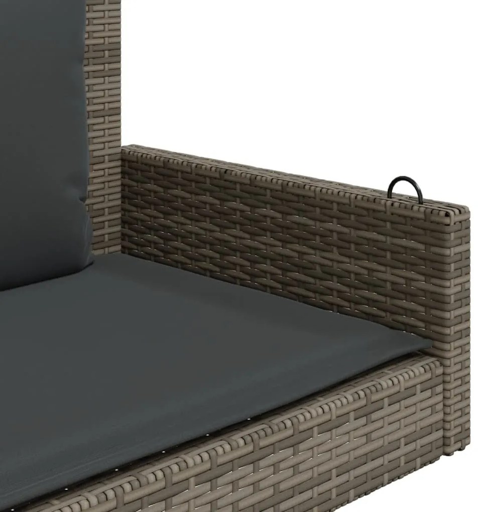 Banco baloiço com almofadões 119x56x48 cm vime PE cinzento