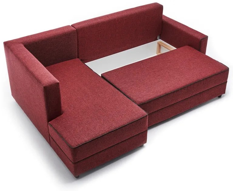 Sofá-Cama de Canto Ece – Vermelho Claret – 242x88x90 cm