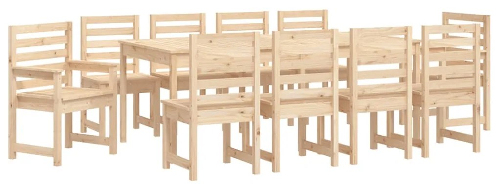 11 pcs conjunto de jantar p/ jardim madeira de pinho maciça