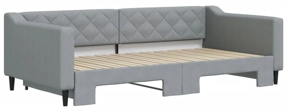 Sofá-cama com gavetão 100x200 cm tecido cinzento-claro