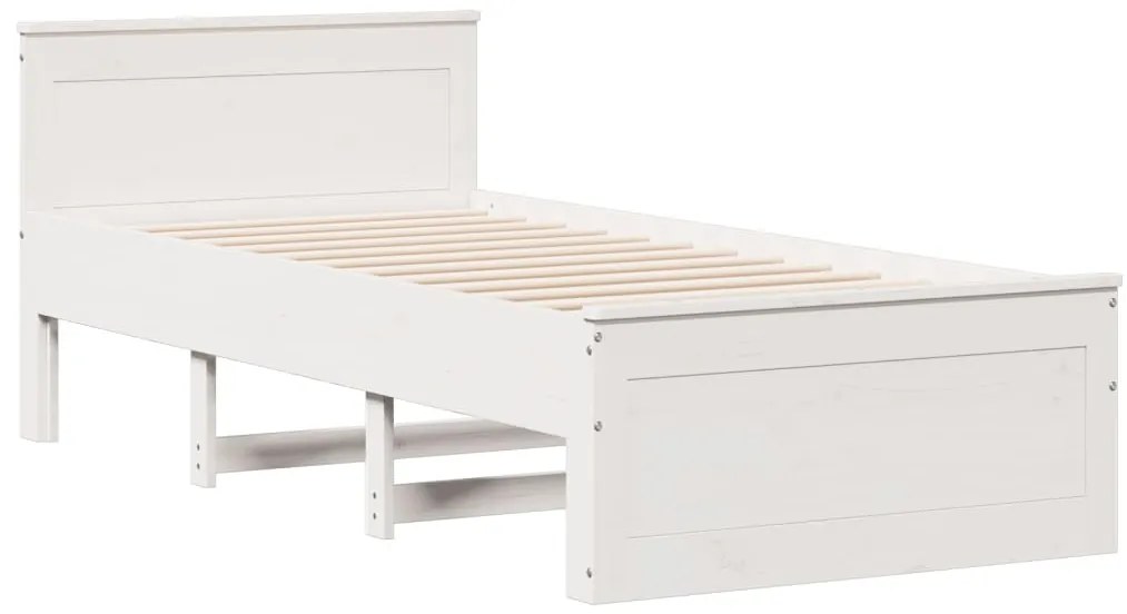 Cama sem colchão com cabeceira 90x200 cm pinho maciço branco
