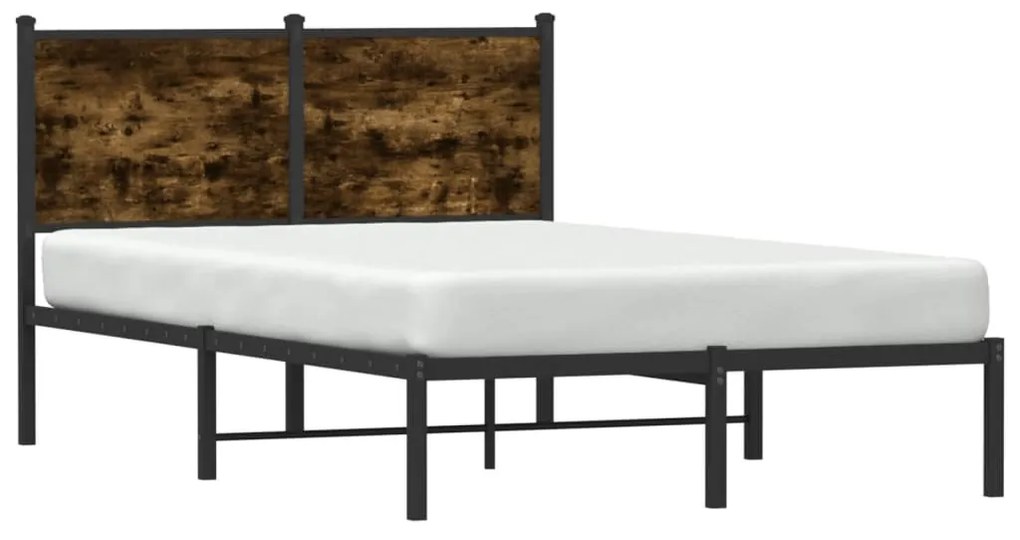 Estrutura de cama com cabeceira 120x200cm metal carvalho fumado