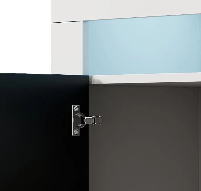 Aparador com Luz LED BELO - 155x91,5x37 cm - Branco/Preto Mate - Desig