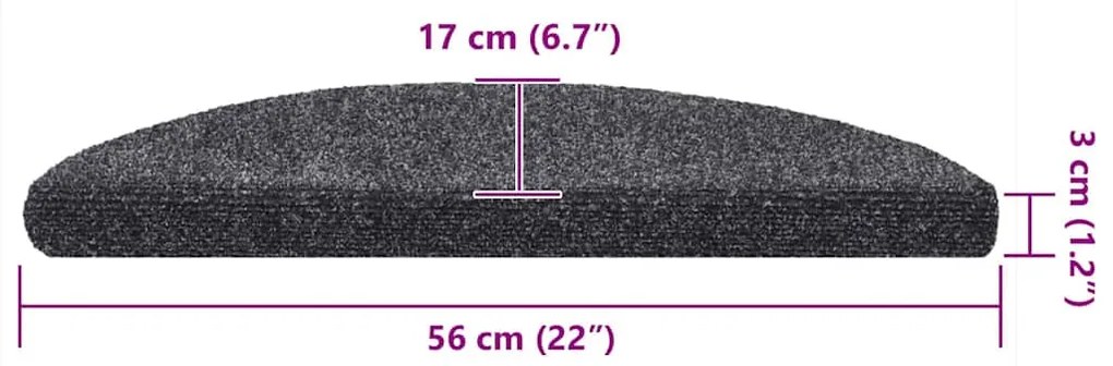 Tapetes de escada autoadesivos 10 pcs 56x17x3 cm cinza-escuro