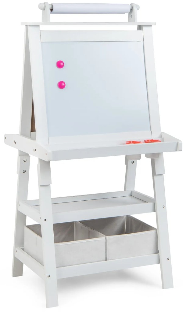 Cavalete de arte infantil dupla face com rolo de papel - amarelo