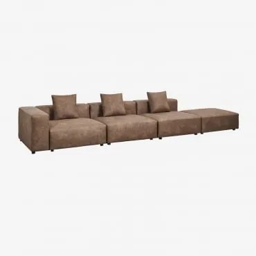 Sofá Modular De Canto Esquerdo De 3 Peças Com Apoio De Braço Alto E Puff (↔︎450 Cm) Bruna Camurça Café Castanho - Sklum