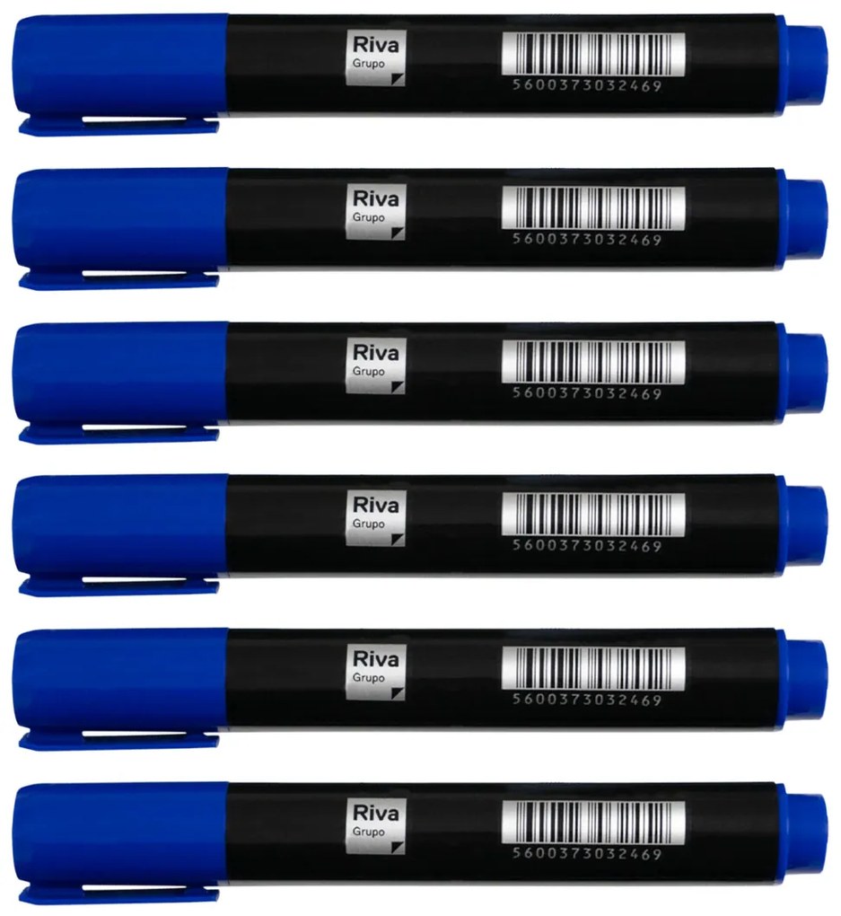 Marcador Permanente RIVA Azul - Pack 6 Unidades