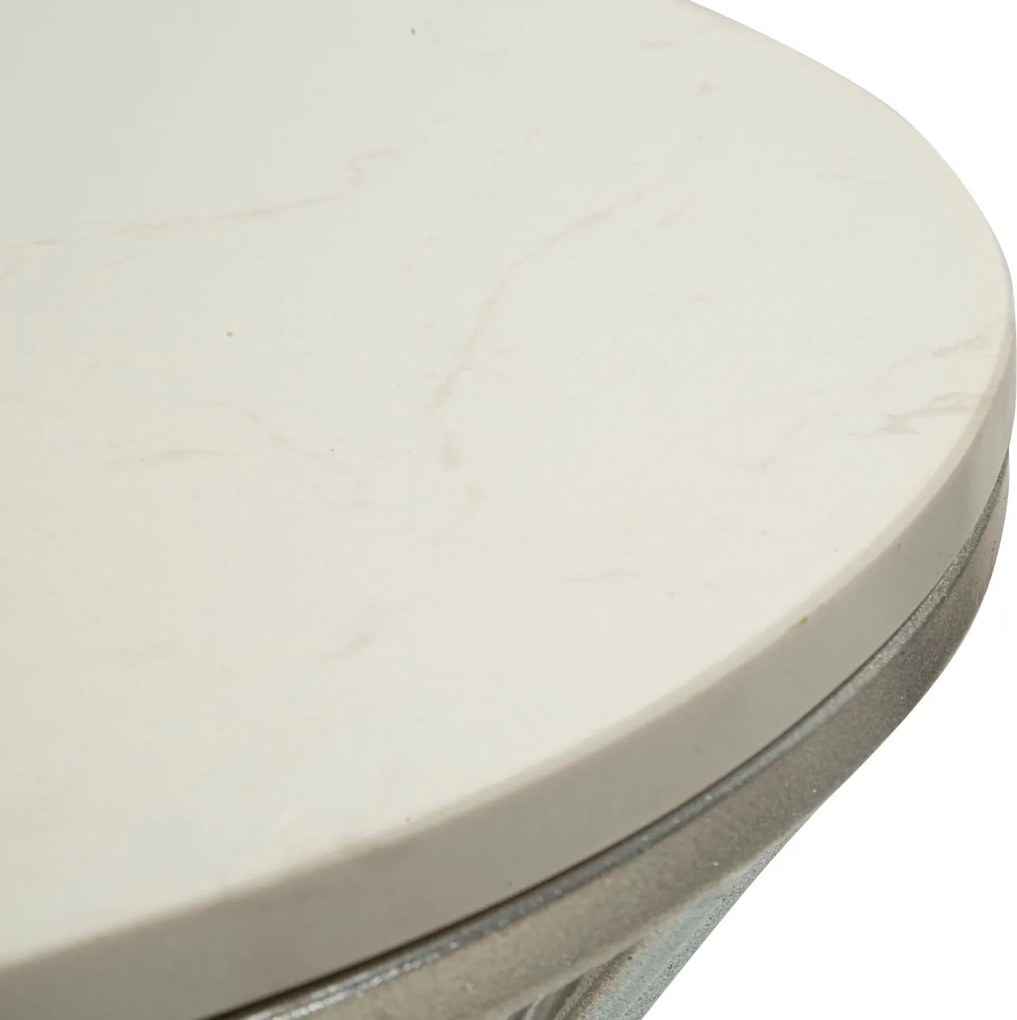 Mesa Funnel - Metal Prata e Topo de Mármore - Ø 40 cm x 79 cm"