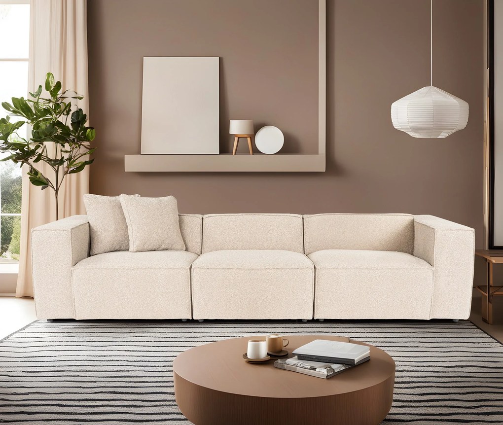 Sofá de 3 Lugares Lora – Pêssego – 303x108x65 cm