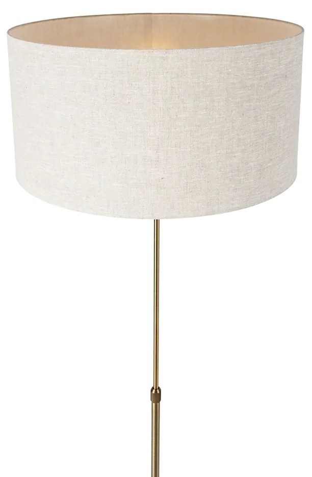 Candeeiro de pé ajustável bronze com cúpula cinzento claro 50 cm - Parte Design