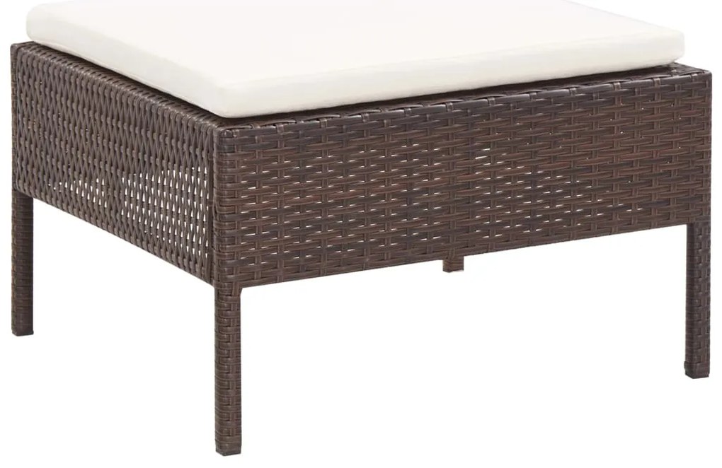 Conjunto sofás de jardim c/ almofadões 5 pcs vime PE castanho