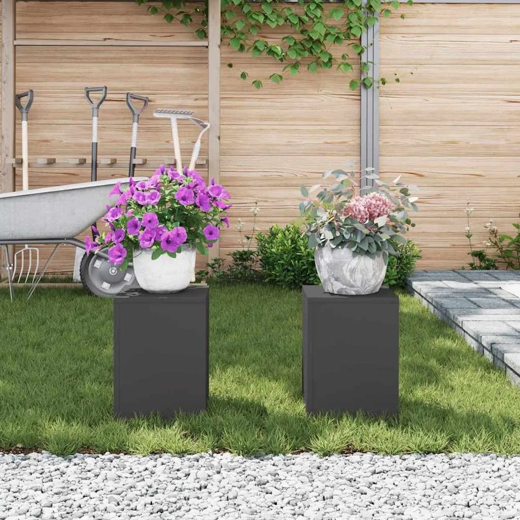 Suportes de Plantas Externos vidaXL Pilar 2 pcs Preto 24x24x35 cm Aço