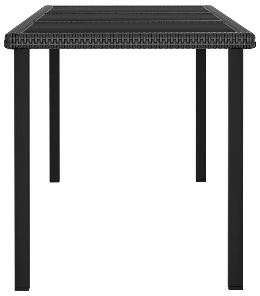 9 pcs conjunto de jantar para jardim vime PE preto