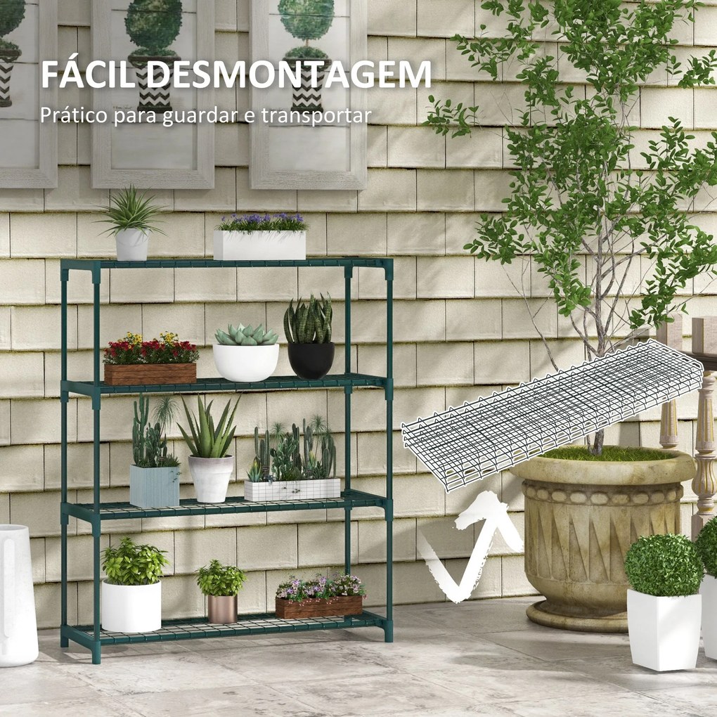 Suporte para Vasos de Plantas em Aço – 89x28x107 cm | 4 Níveis para In