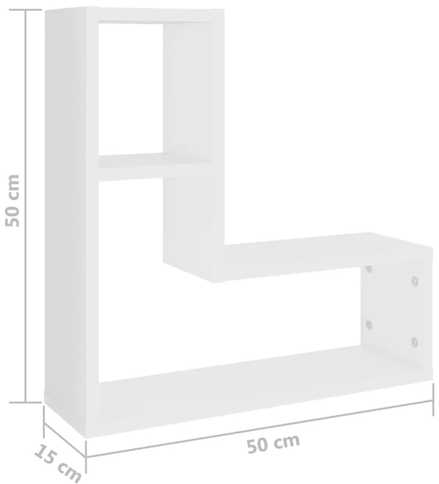 Estantes de parede 2 pcs 50x15x50 cm derivados madeira branco