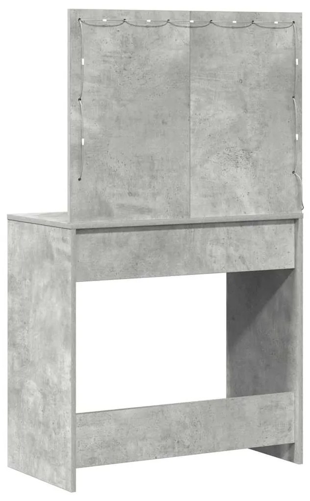 Mesa de Maquiagem vidaXL com Luzes LED Cinza Concreto 78,5x41x135 cm