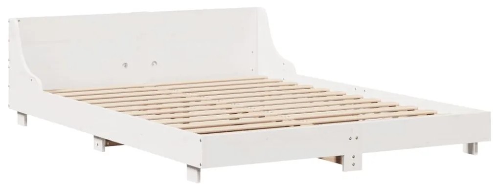 Cama sem colchão 160x200 cm madeira de pinho maciça branco