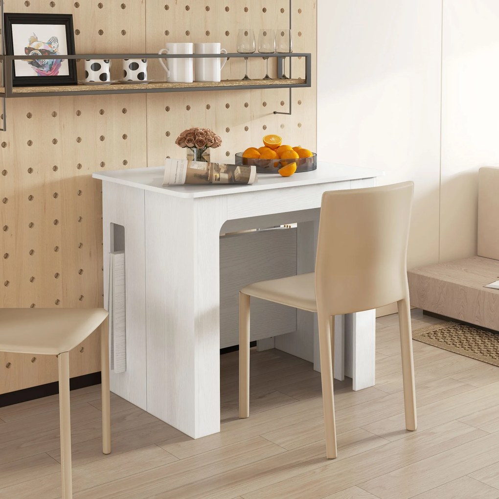 Mesa de jantar dobrável, mesa dobrável de cozinha extensível para até 6 pessoas, para espaços pequenos, sala de jantar, branca